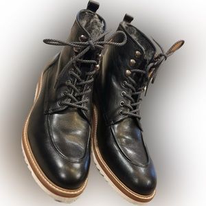 Men's Black Leather Boots With Fur Inside